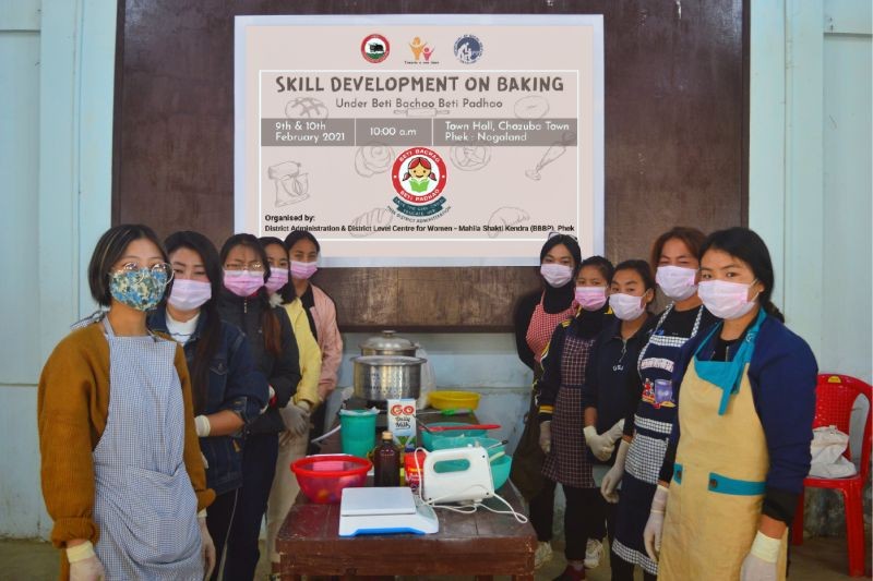 The participants during the skill development training on baking at Chozuba. 